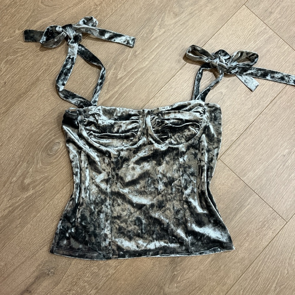 Leyden Green Sleeveless Bustier Tank Top